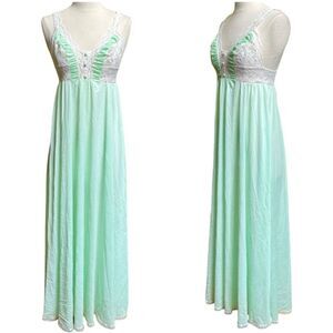 Dreamy Handmade OOAK Vintage 1960s Mint Lace Ruffle Lingerie Nightgown